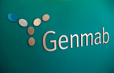 Genmab logo office sign