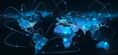 countries of the world world with lines connecting them, idea of global connectivity
