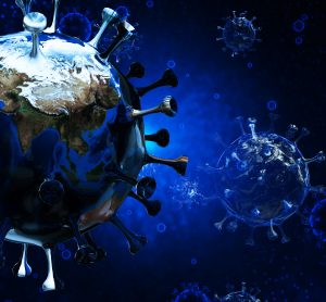 the globe as a coronavirus particle