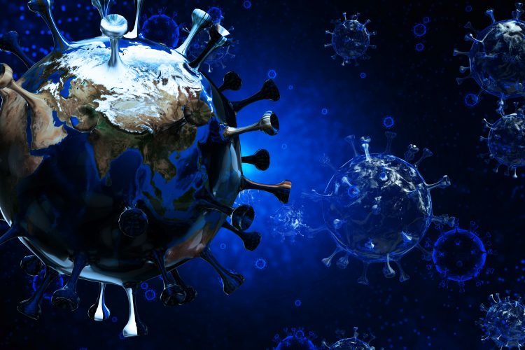 the globe as a coronavirus particle