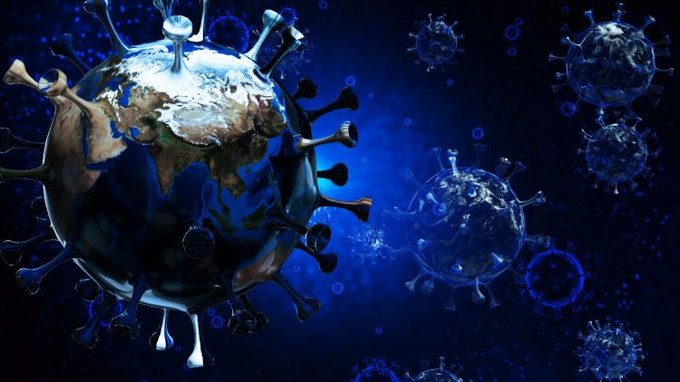 the globe as a coronavirus particle