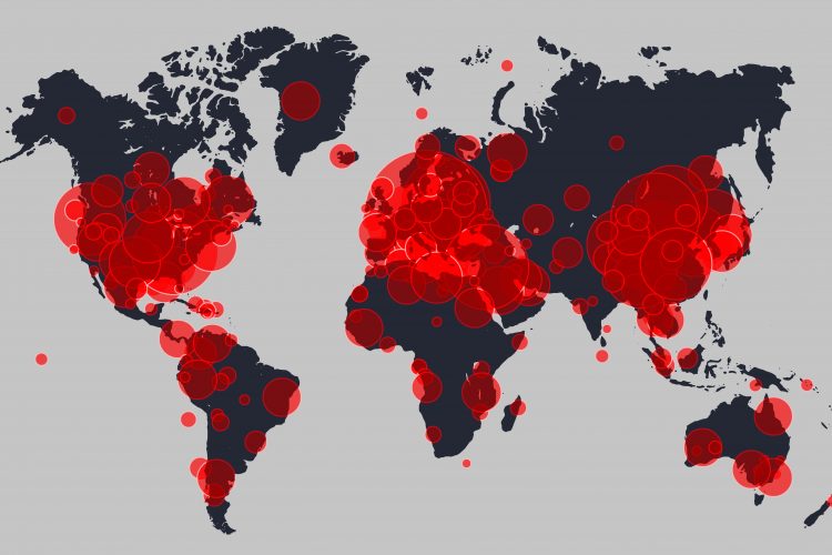 map of coronavirus infection outbreaks