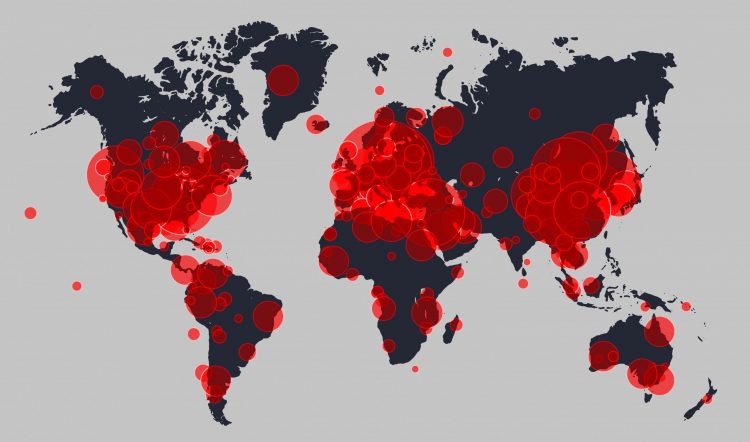 map of coronavirus infection outbreaks