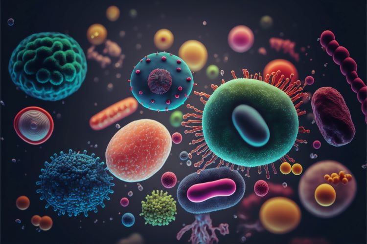 gut bacteria 3D concept