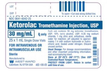 Ketorolac Tromethamine label