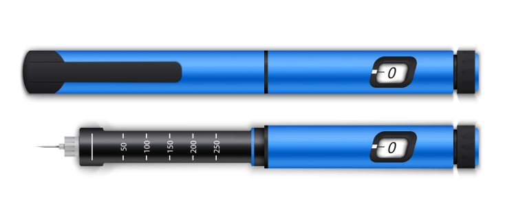 insulin pen in blue