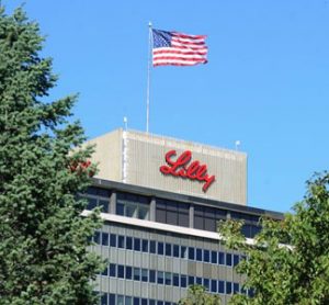 Eli Lilly logo on building