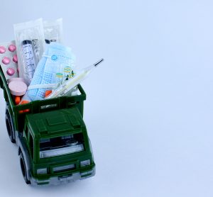 toy truck loaded with tablets