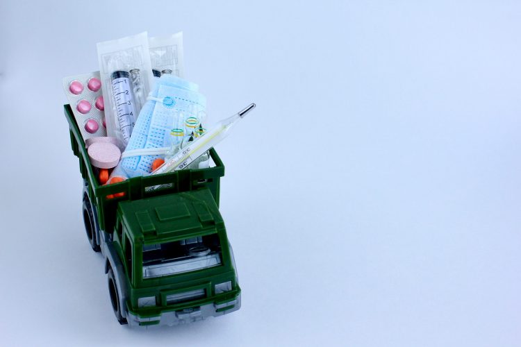 toy truck loaded with tablets