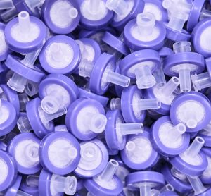 Purple syringe PTFE membrane filters for filtration samples