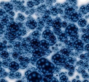 abstract black and blue spotted round 'nanoparticles'