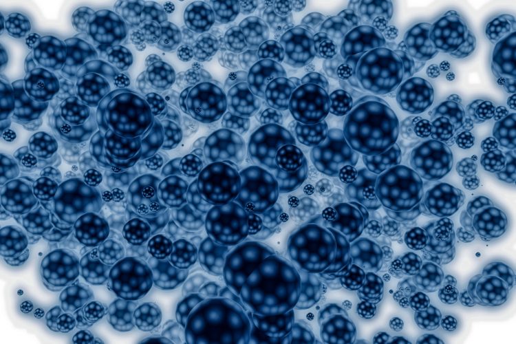 abstract black and blue spotted round 'nanoparticles'