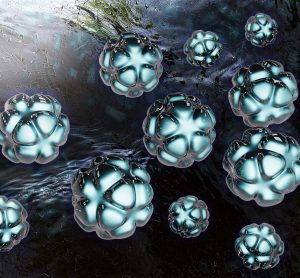 3D rendering of artist drawing of nanoparticles or nanocarriers