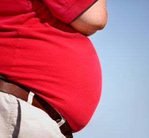 close up of an overweight or obese person's stomach