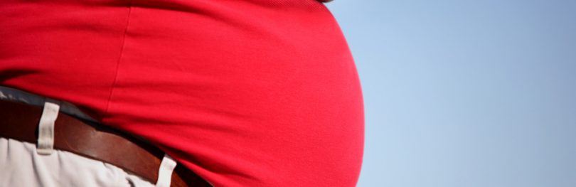 close up of an overweight or obese person's stomach