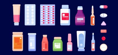 cartoon of different types of pharmaceutical packaging