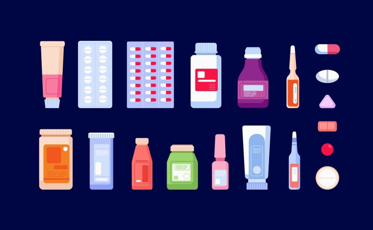 cartons of different types of pharmaceutical packaging