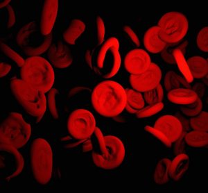 red blood cells on a black background - idea of blood disorder