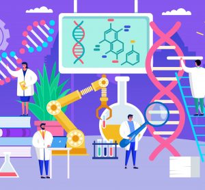 cartoon of DNA or gene therapy research