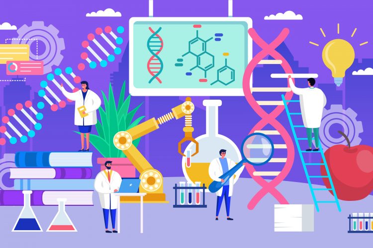 cartoon of DNA or gene therapy research