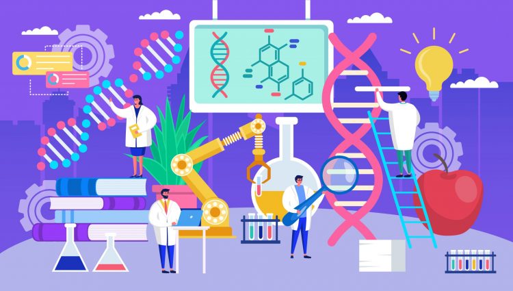 cartoon of DNA or gene therapy research