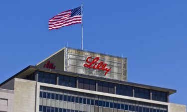 Eli Lilly logo on top of office building