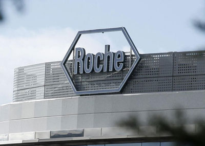 Roche logo on side of office building