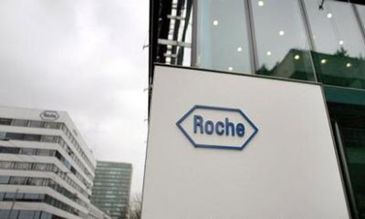 Roche logo on side of office building