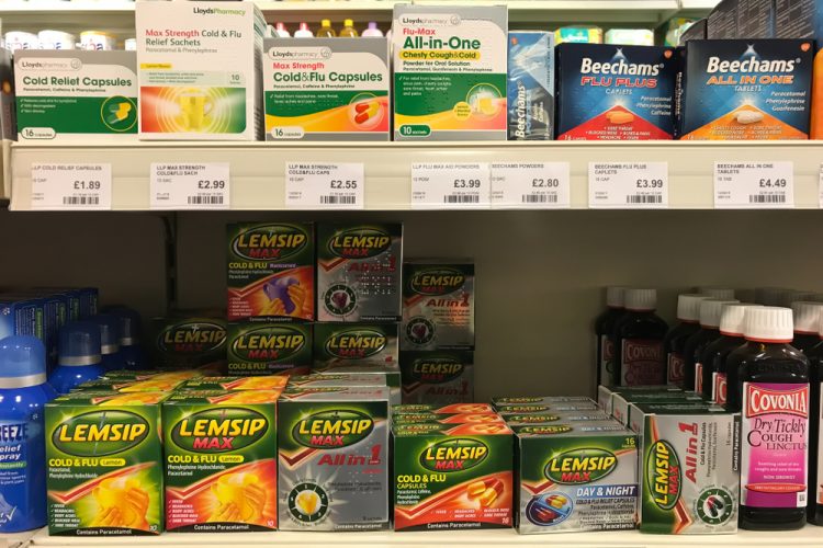 Paracetamol shelf in UK - drug supply