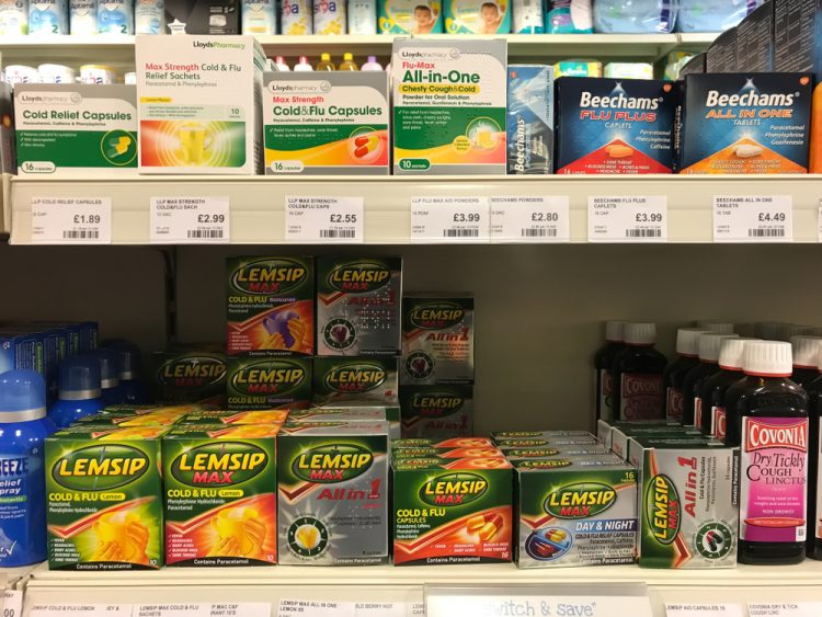 Paracetamol shelf in UK - drug supply