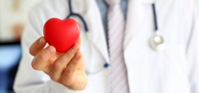 Doctor holding red heart - idea of cardiovascular disease