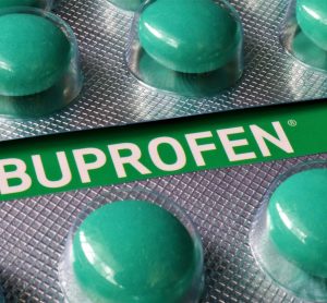 Green ibuprofen tablets