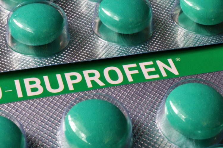 Green ibuprofen tablets