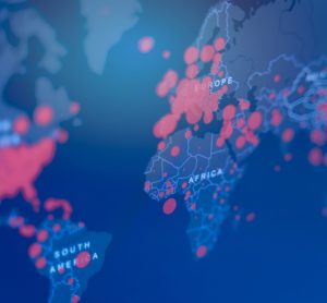 Global map showing covid-19 infections