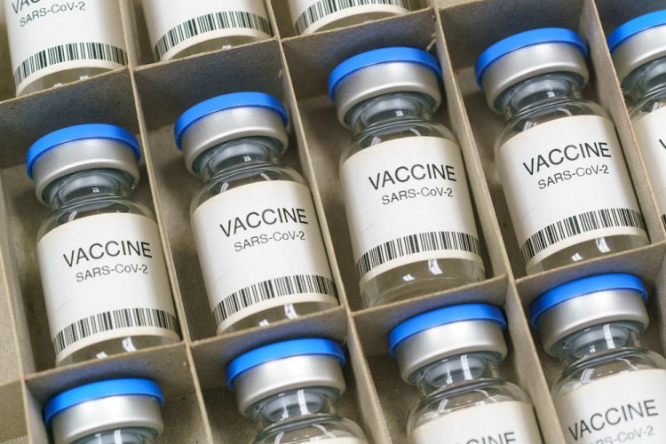 COVID-19 vaccine vials in box