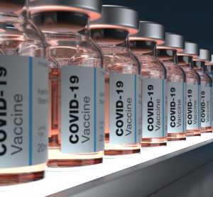 COVID-19 vaccine vials lined up