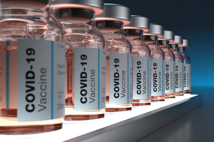 COVID-19 vaccine vials lined up