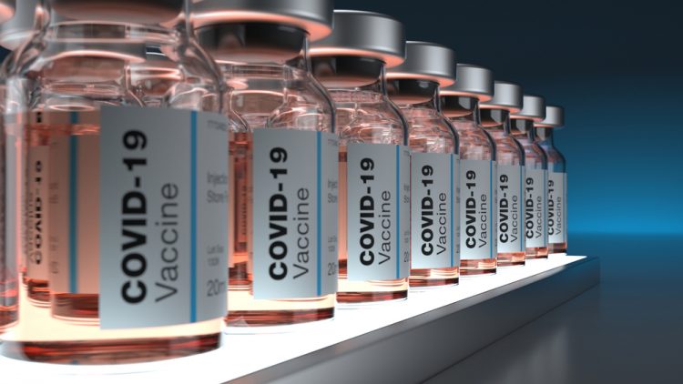 COVID-19 vaccine vials lined up