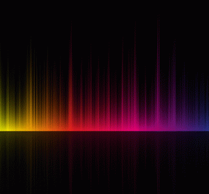 Black background with a rainbow spectrum on it - idea of Raman Spectrometry