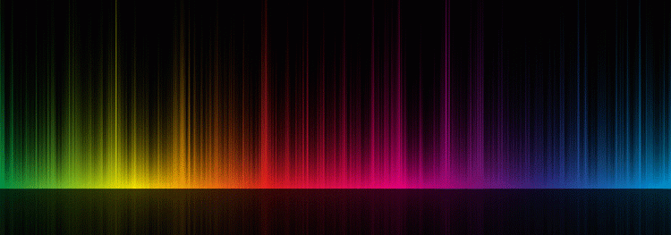 Black background with a rainbow spectrum on it - idea of Raman Spectrometry