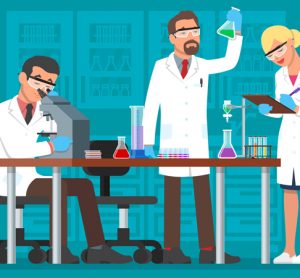 Scientists in lab vector