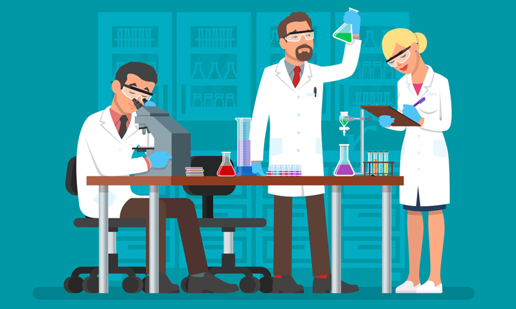 Scientists in lab vector