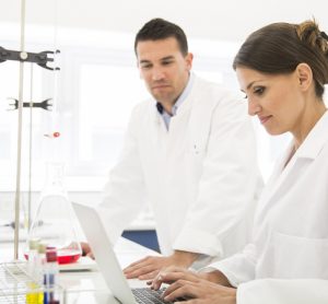 Researchers in lab