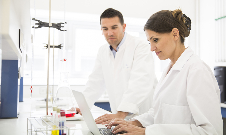 Researchers in lab