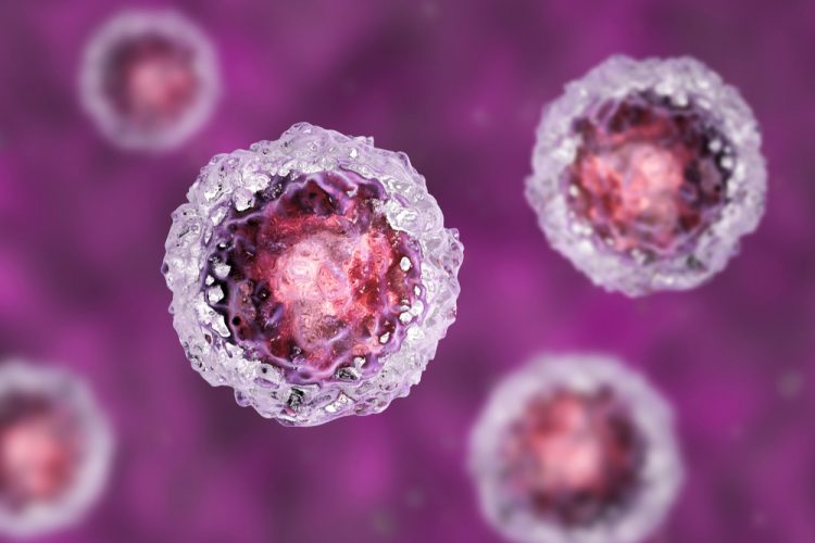 Stem cells on purple background, 3D illustration