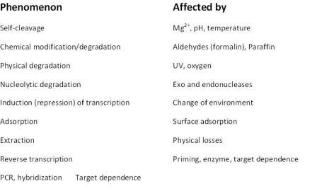 Table 1: Confounding effects influencing measured RNA levels