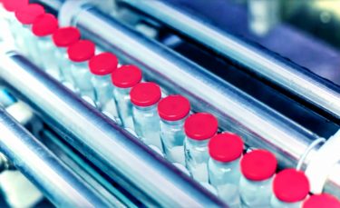 vials on a production line