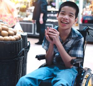 yound boy in a wheelchair